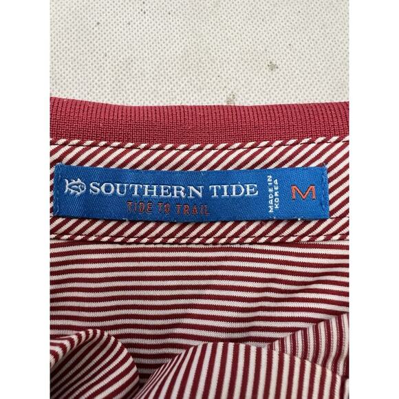 Southern Tide Mens Size Medium Polo Shirt Tide To Trail Red Striped Performance - Picture 5 of 9